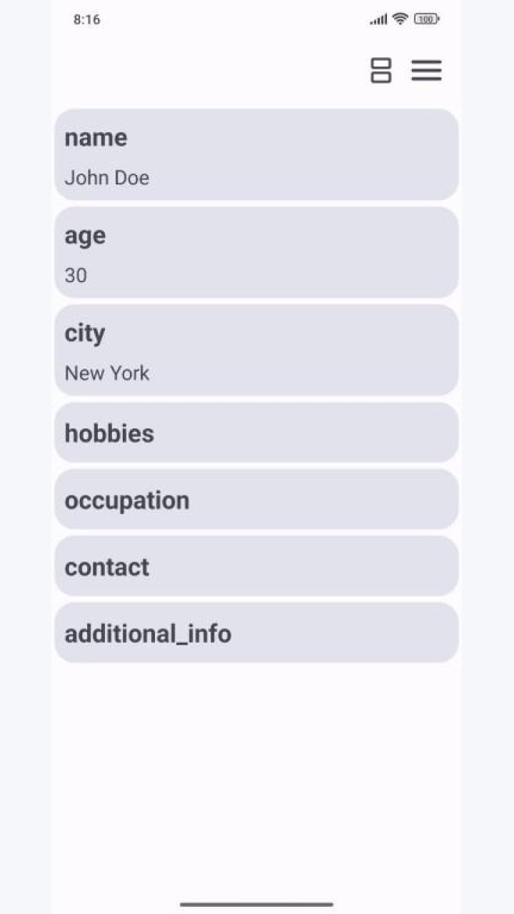 تصویر لیست JSON