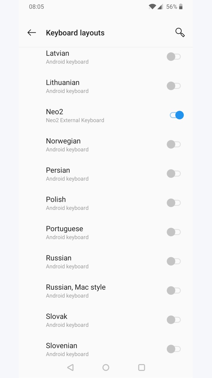 تصویر صفحه کلید خارجی Neo2