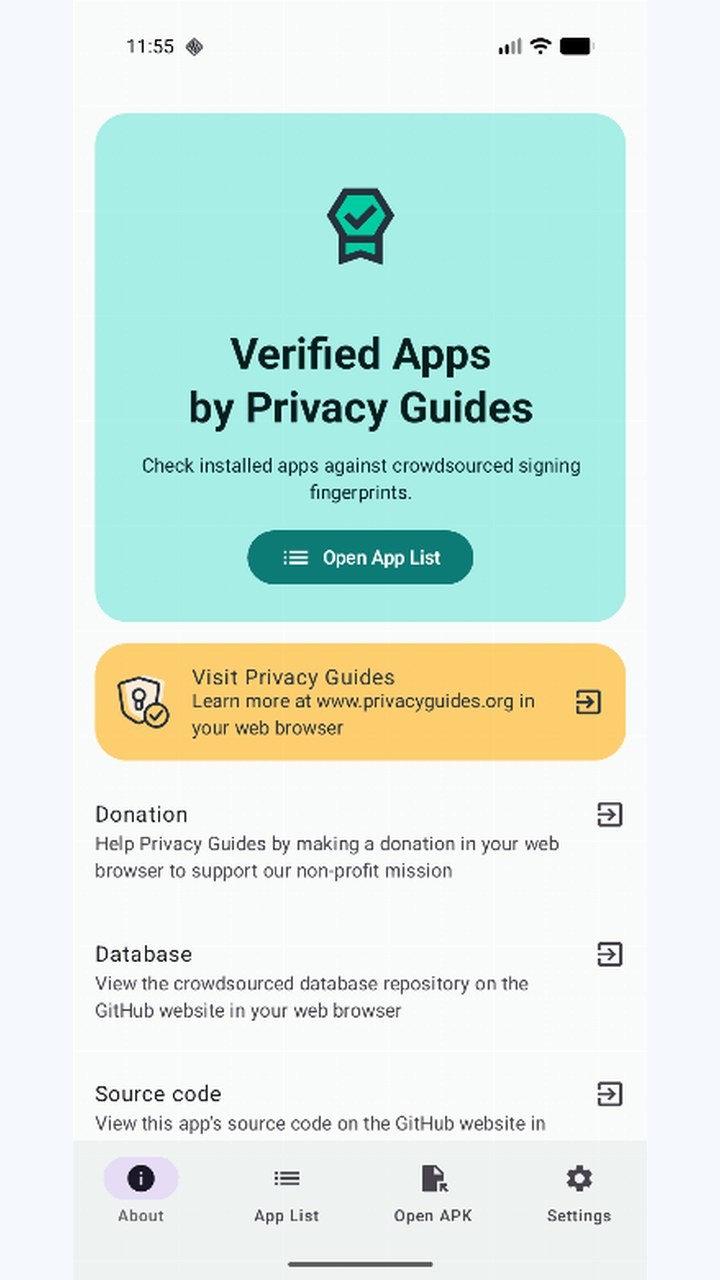 تصویر بررسی برنامه‌های تأیید شده توسط Privacy Guides
