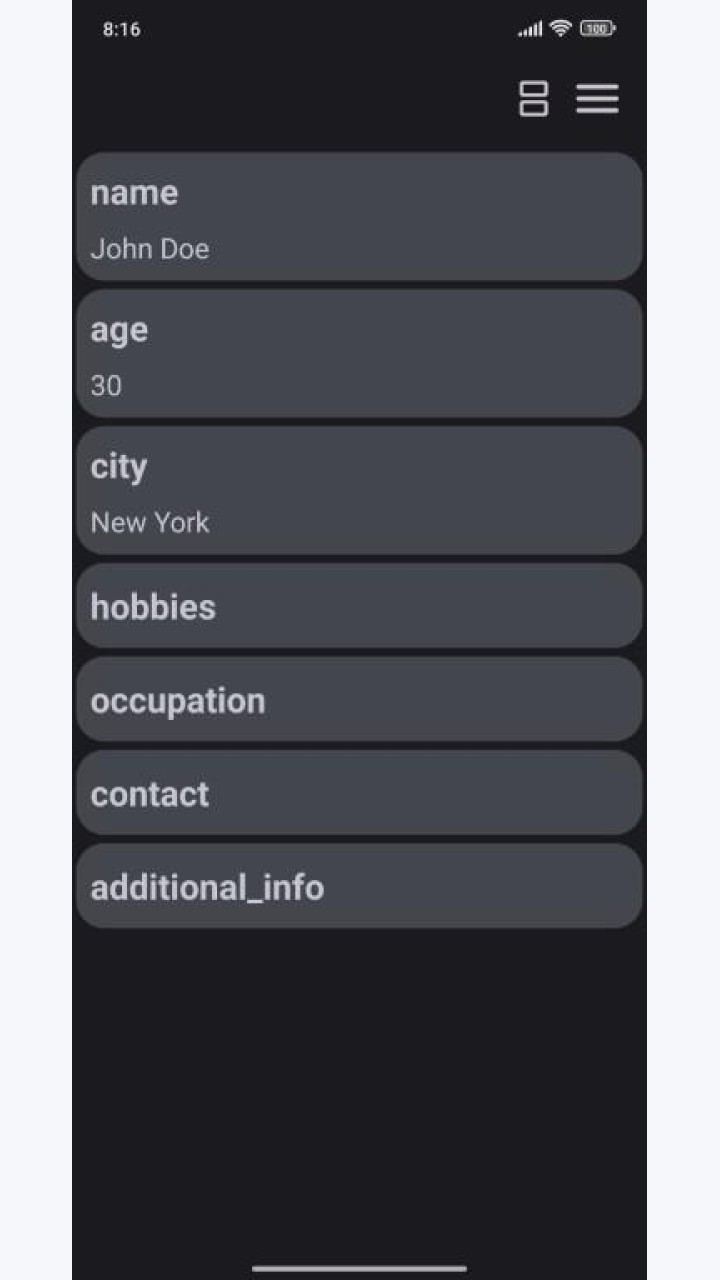 تصویر لیست JSON