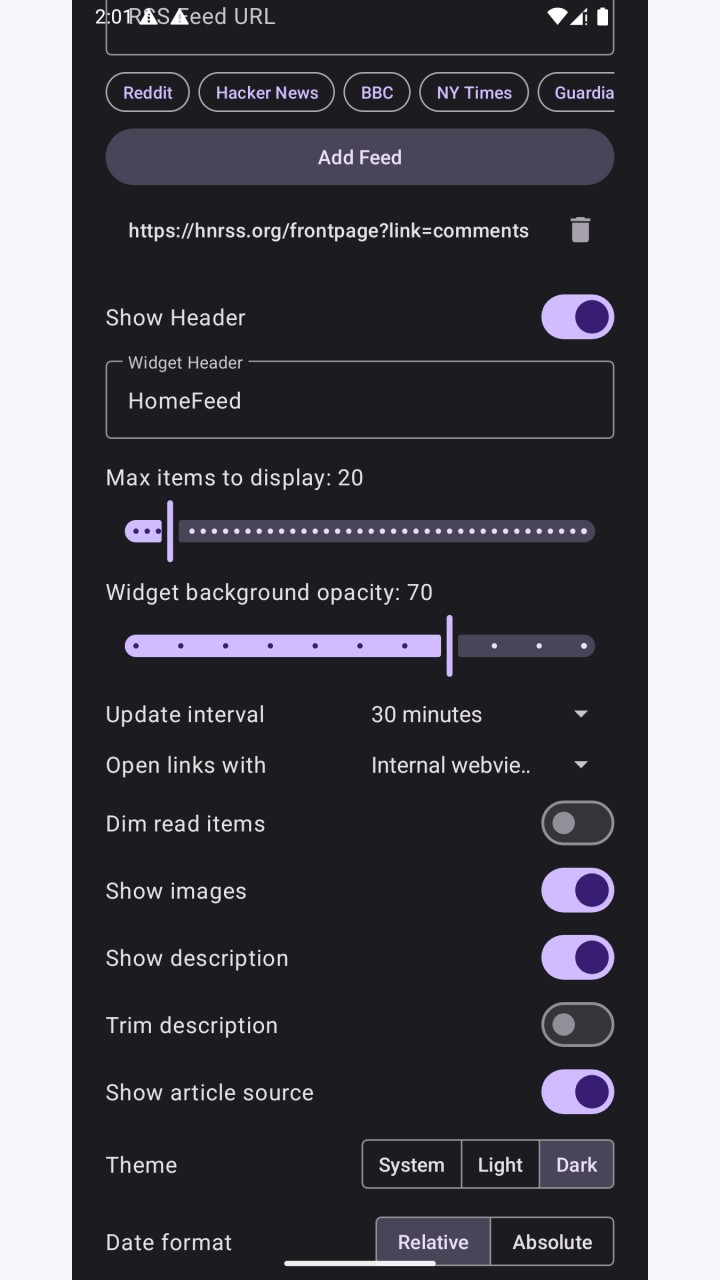 تصویر HomeFeed - ویجت فید RSS
