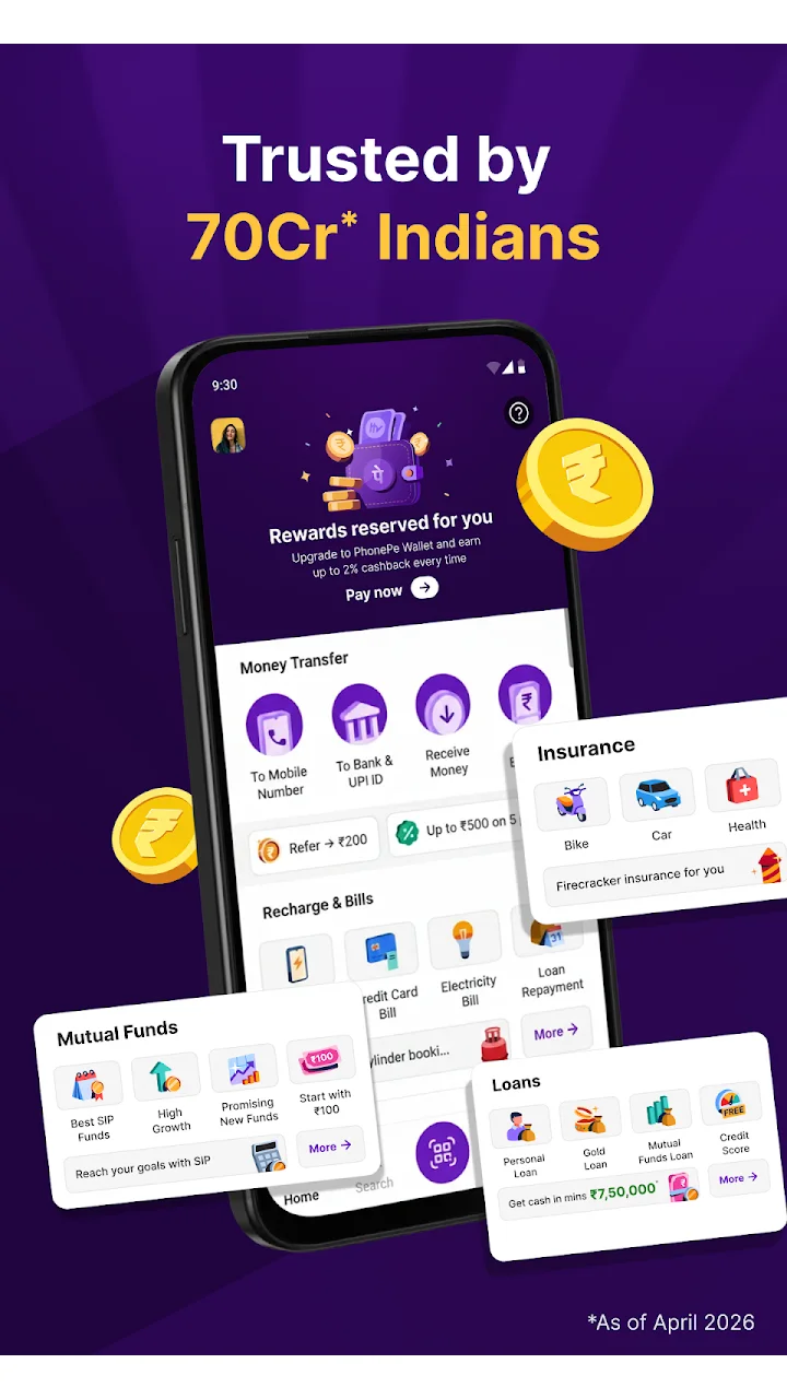 تصویر پرداخت‌های UPI، وام، اپلیکیشن