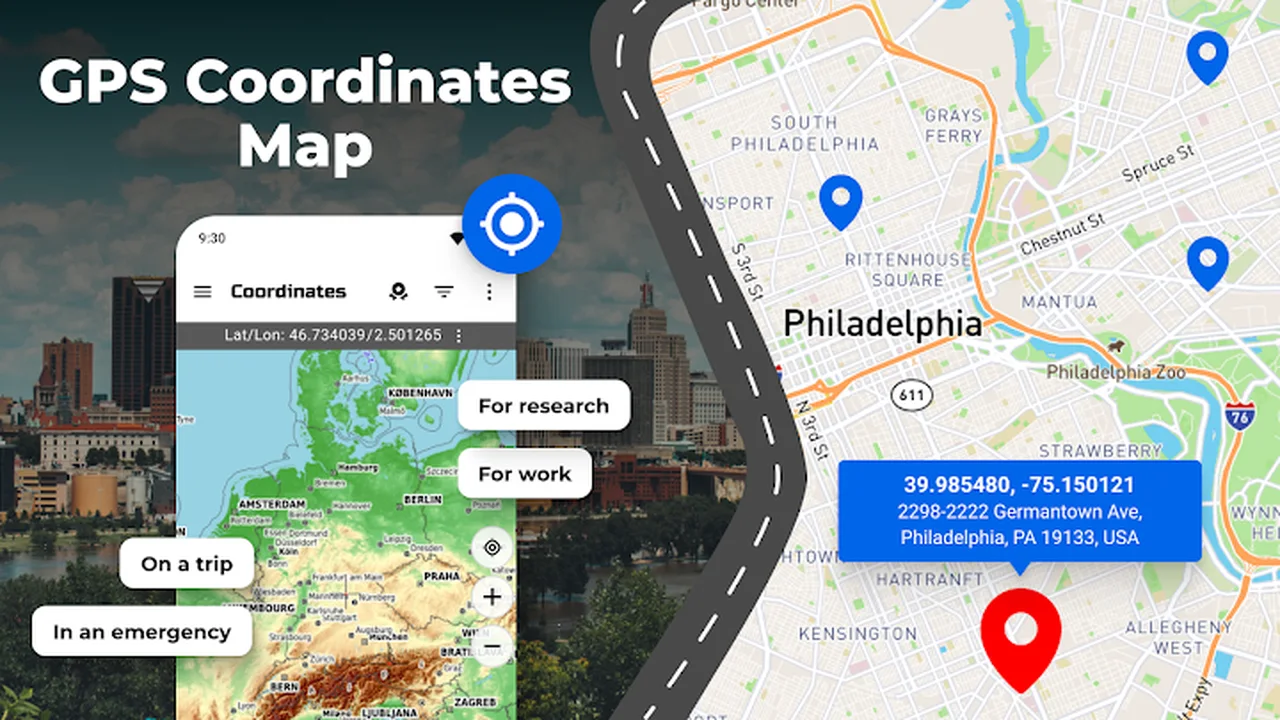 تصویر نقشه مکان‌یابی مختصات GPS