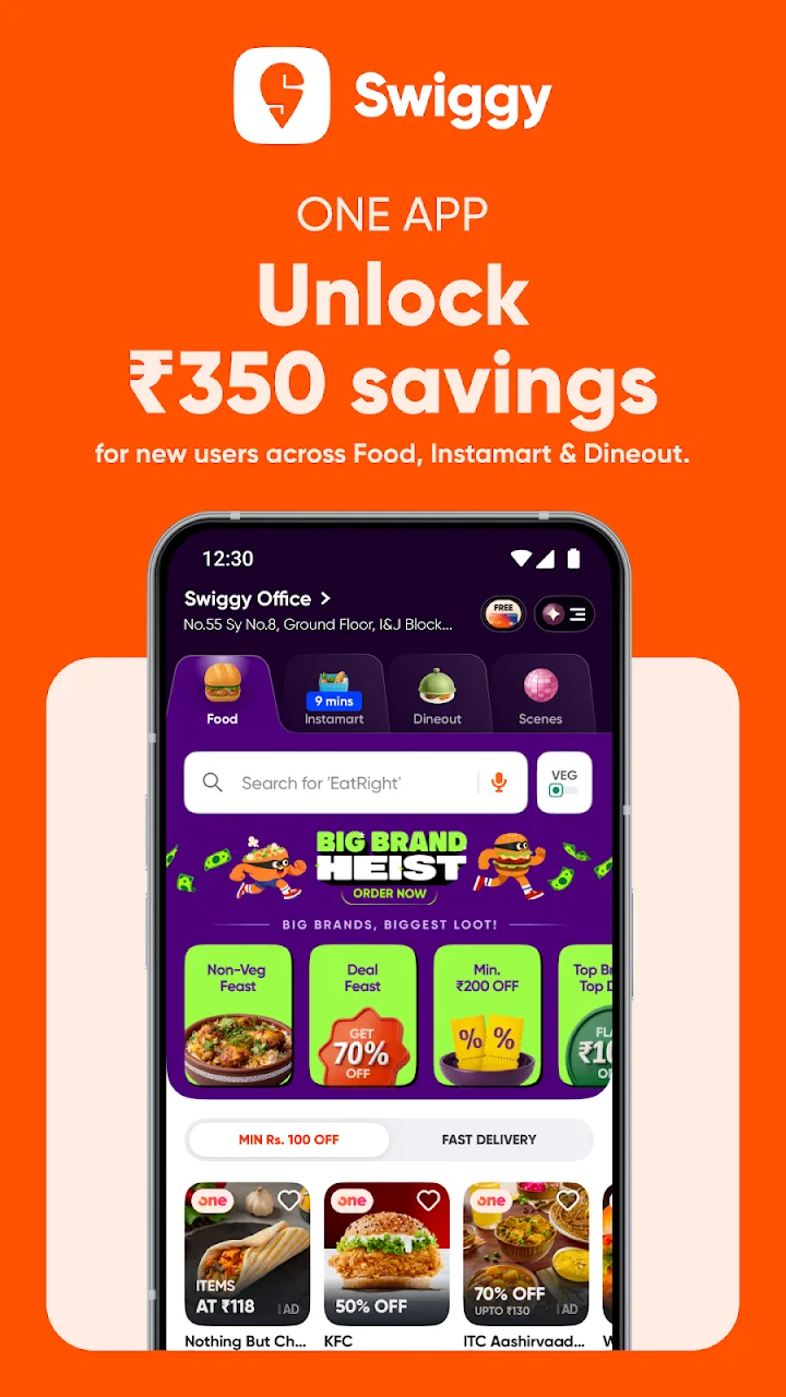 تصویر Swiggy: غذا، اینستامارت و داین‌اوت