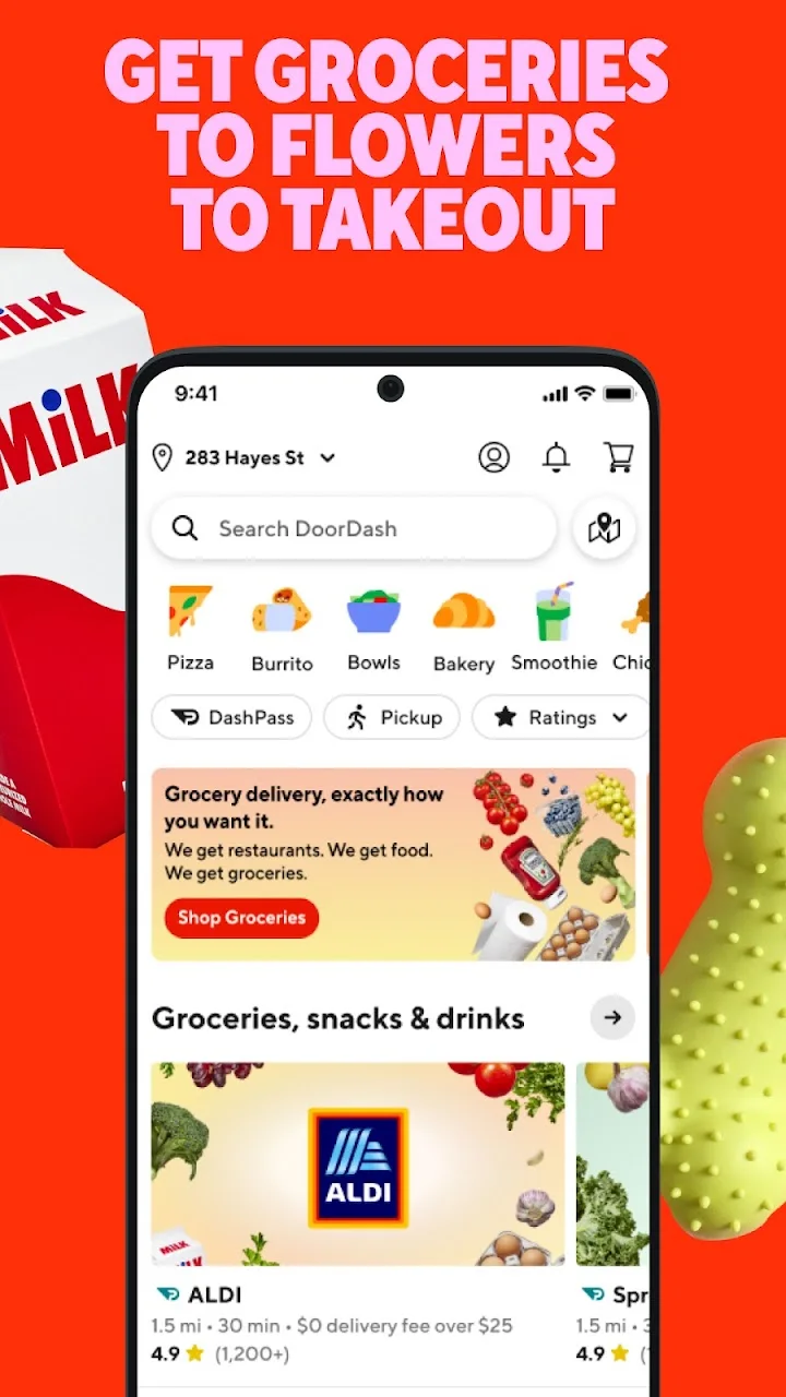 تصویر DoorDash: غذا، مواد غذایی و موارد دیگر