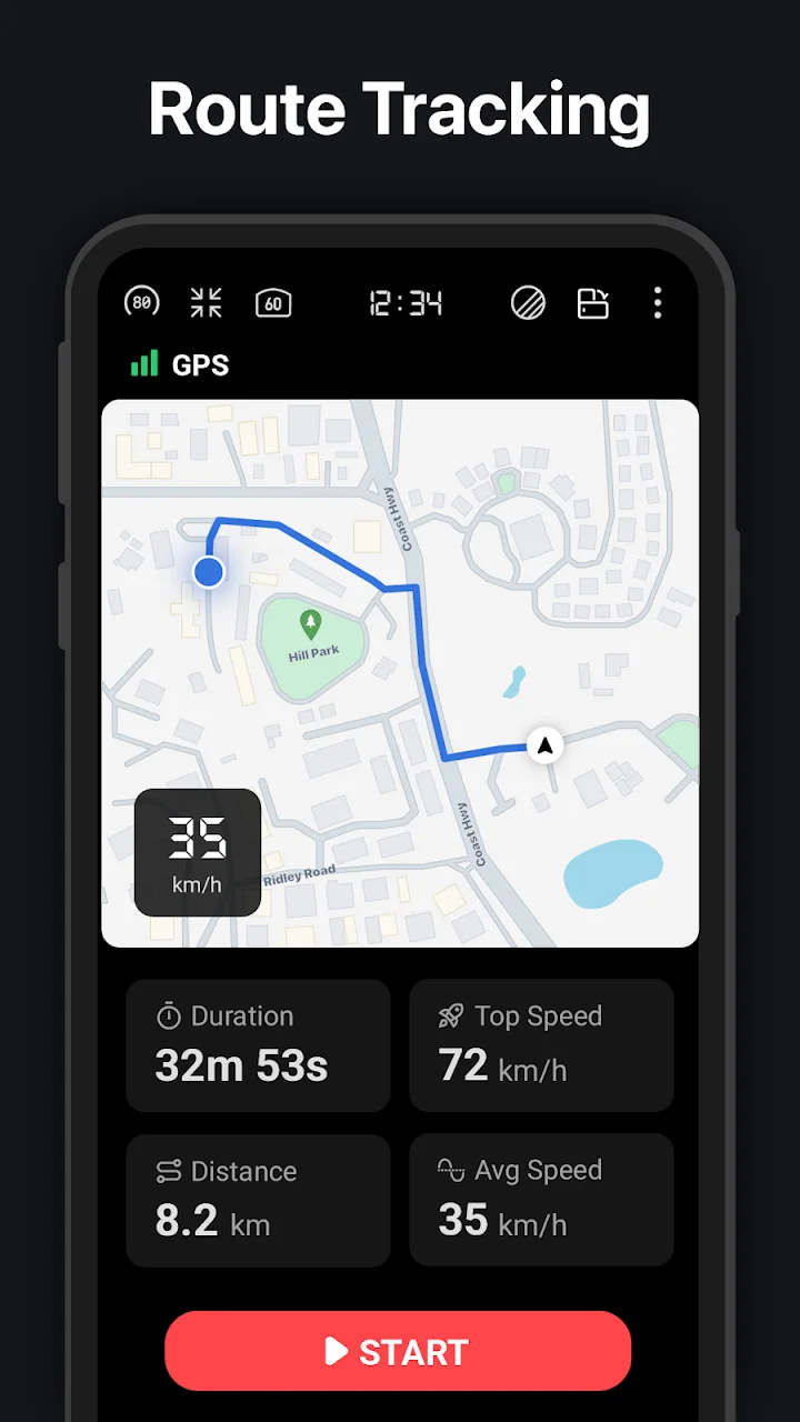 تصویر سنج‌گر سرعت GPS : کیلومتر شمار HUD