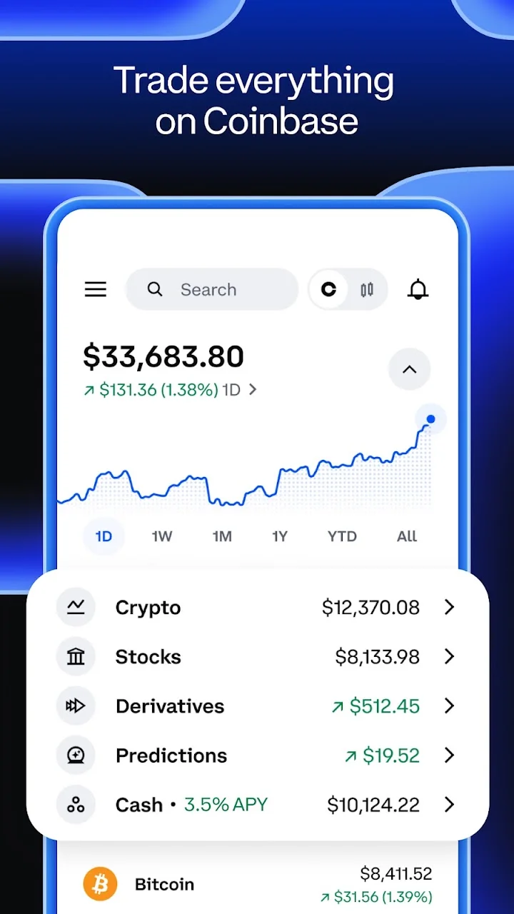 تصویر Coinbase: خرید ارز دیجیتال و سهام