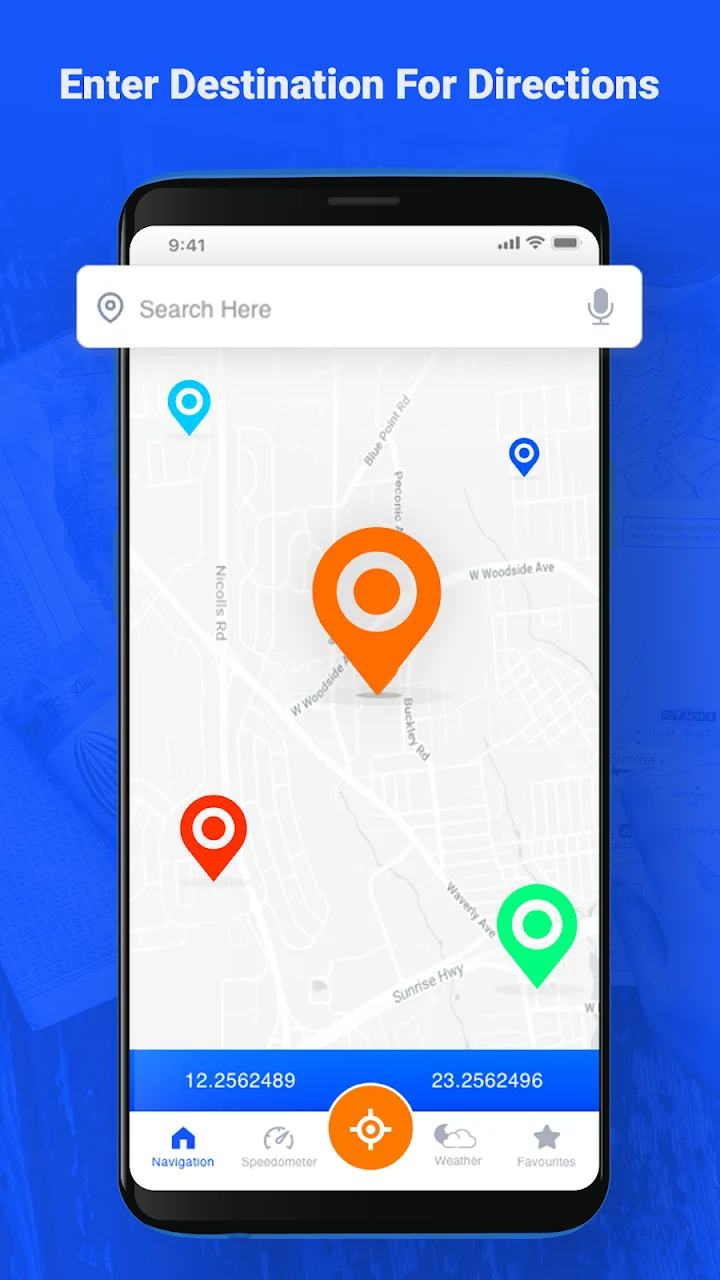 تصویر مسیر GPS و راهنمای رانندگی صوتی
