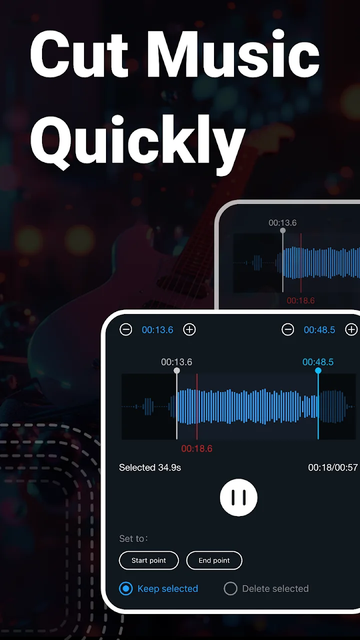 تصویر ویرایشگر صدا و موسیقی، برش MP3